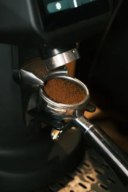 Ground coffee in portafilter ready for tamping